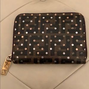 Polka dot zip around fendi wallet